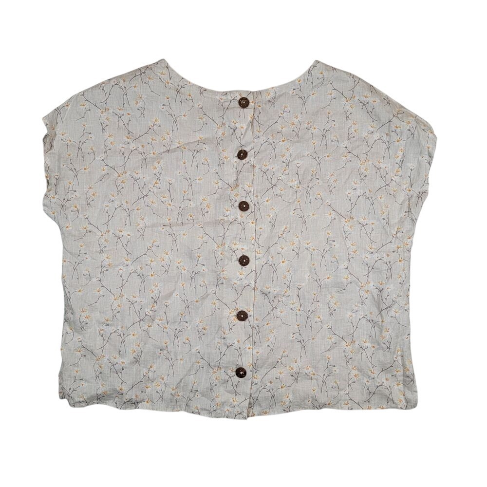 NWOT Cynthia Rowley Linen Sleeveless Button Top Women's Sz M Medium White Floral